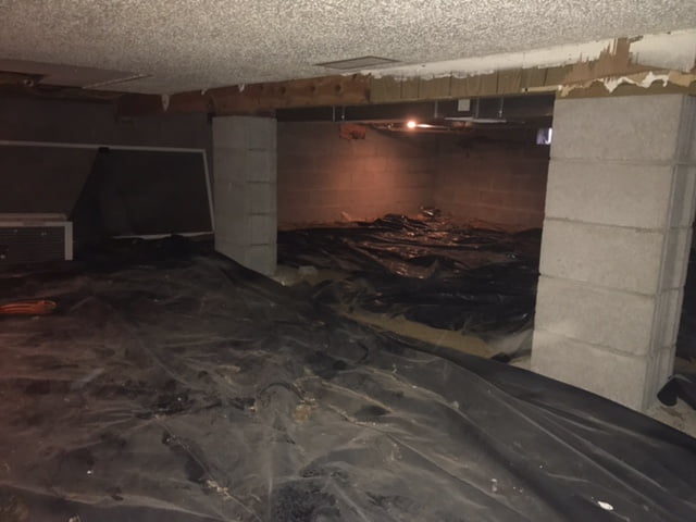 crawlspace with liner placed down