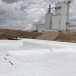 waterproof lining applied to a foundation level