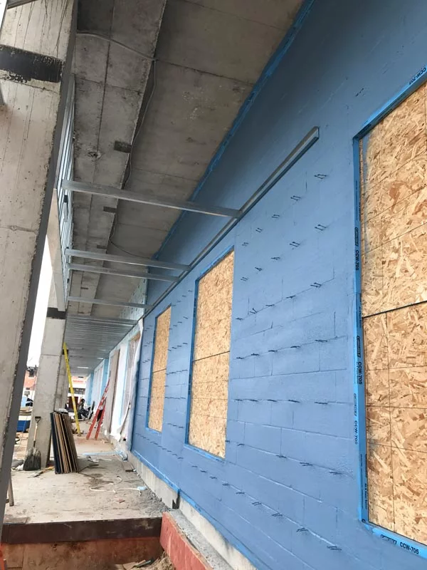 a wall under construction