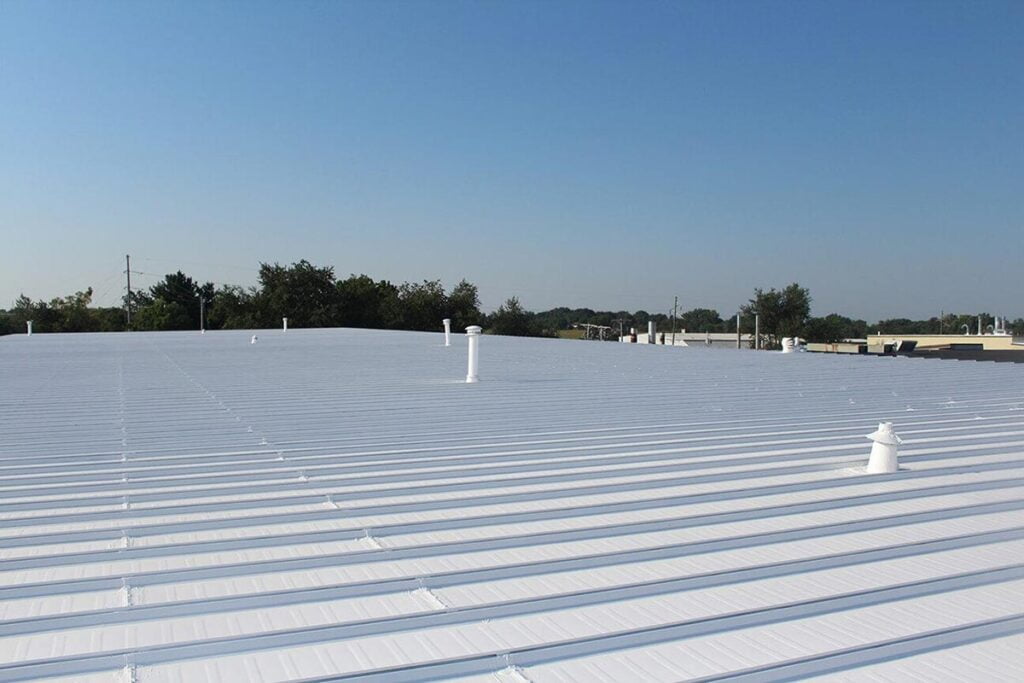 a roof with a layer of coating on it