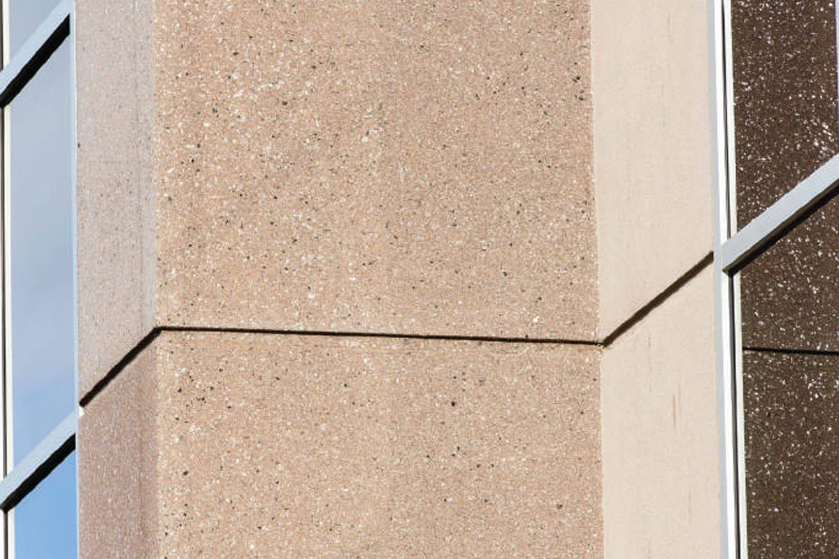 Building with EIF siding close up