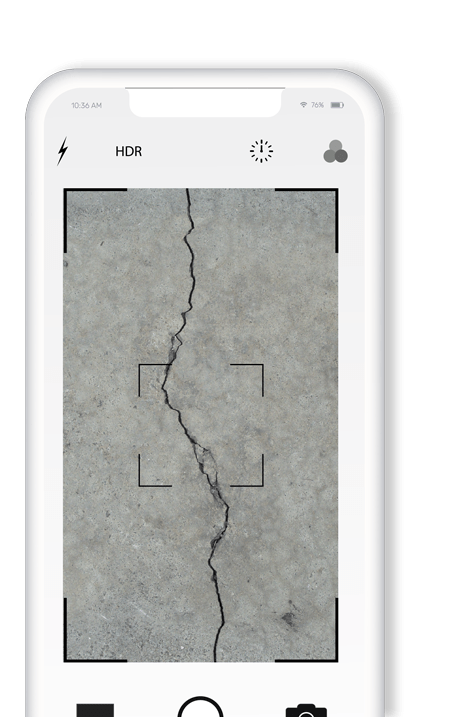 phone screen taking a picture of a crack