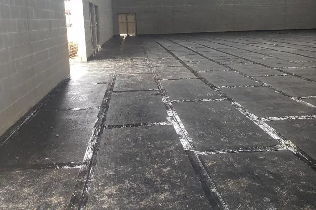 waterproofing sealant on the floor of a building