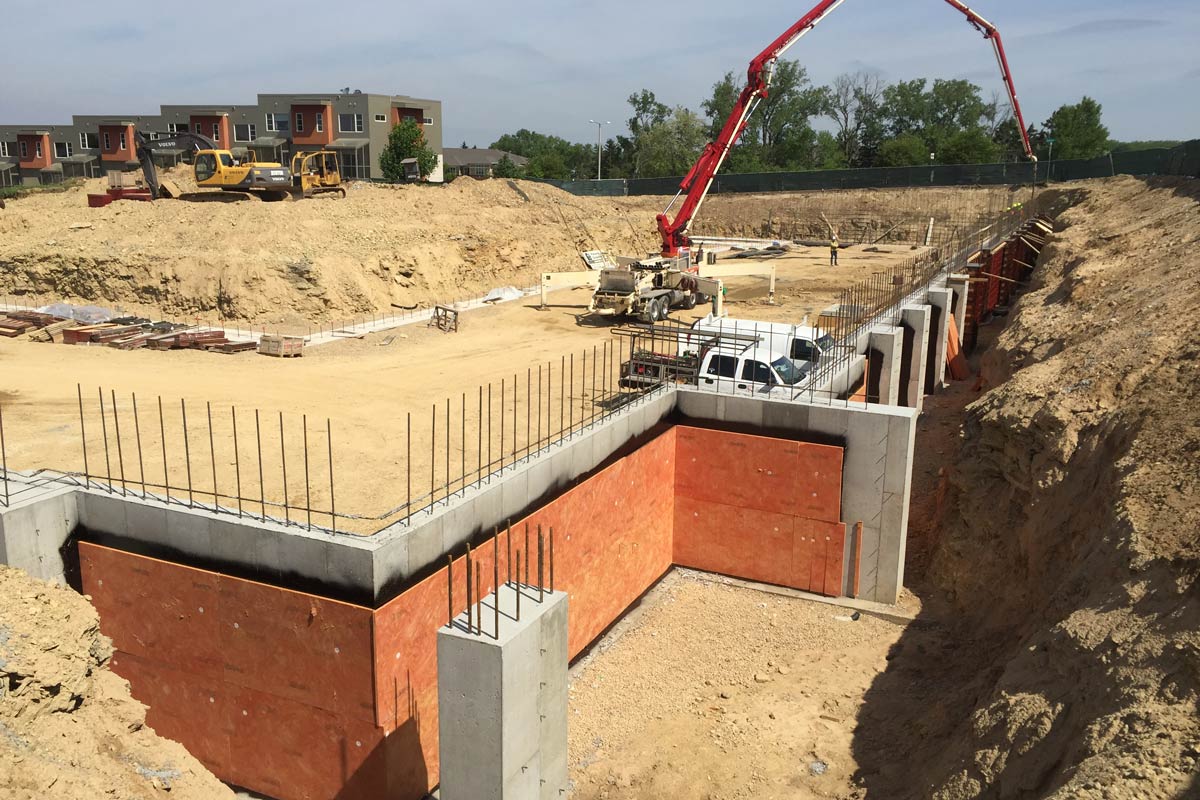 Commercial foundation waterproofing job site