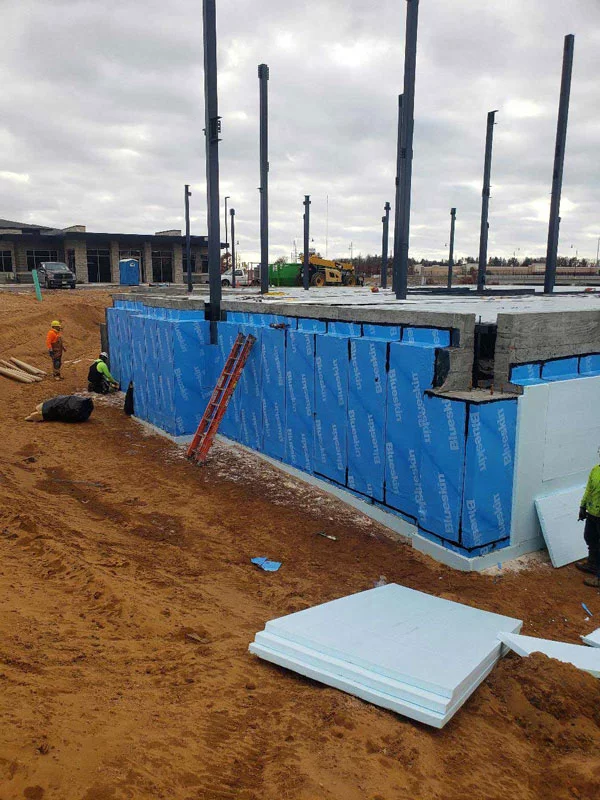 Commercial foundation waterproofing job site