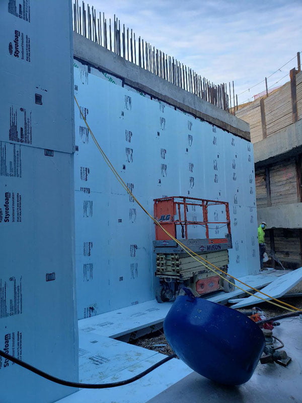 Commercial foundation waterproofing job site