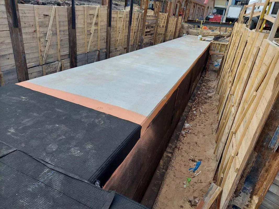 Commercial foundation waterproofing job site