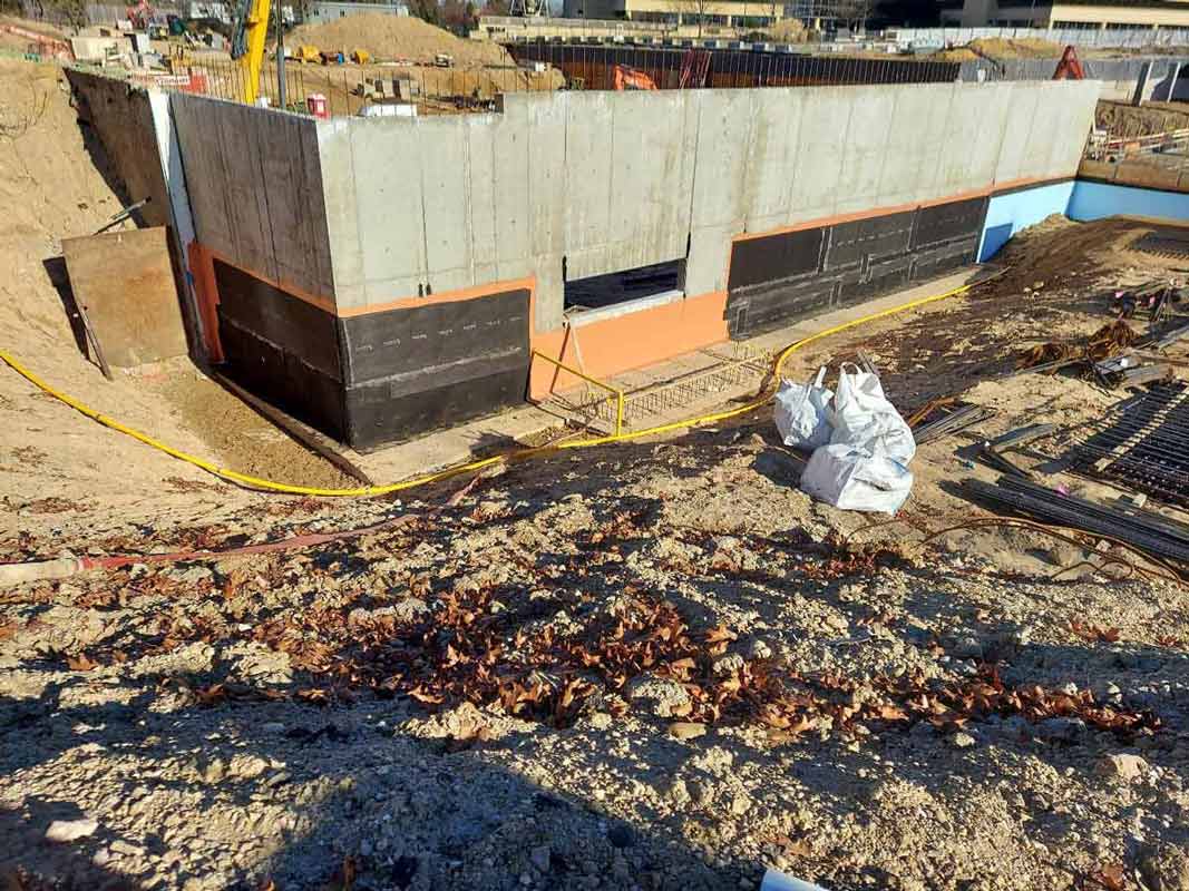 Commercial foundation waterproofing job site