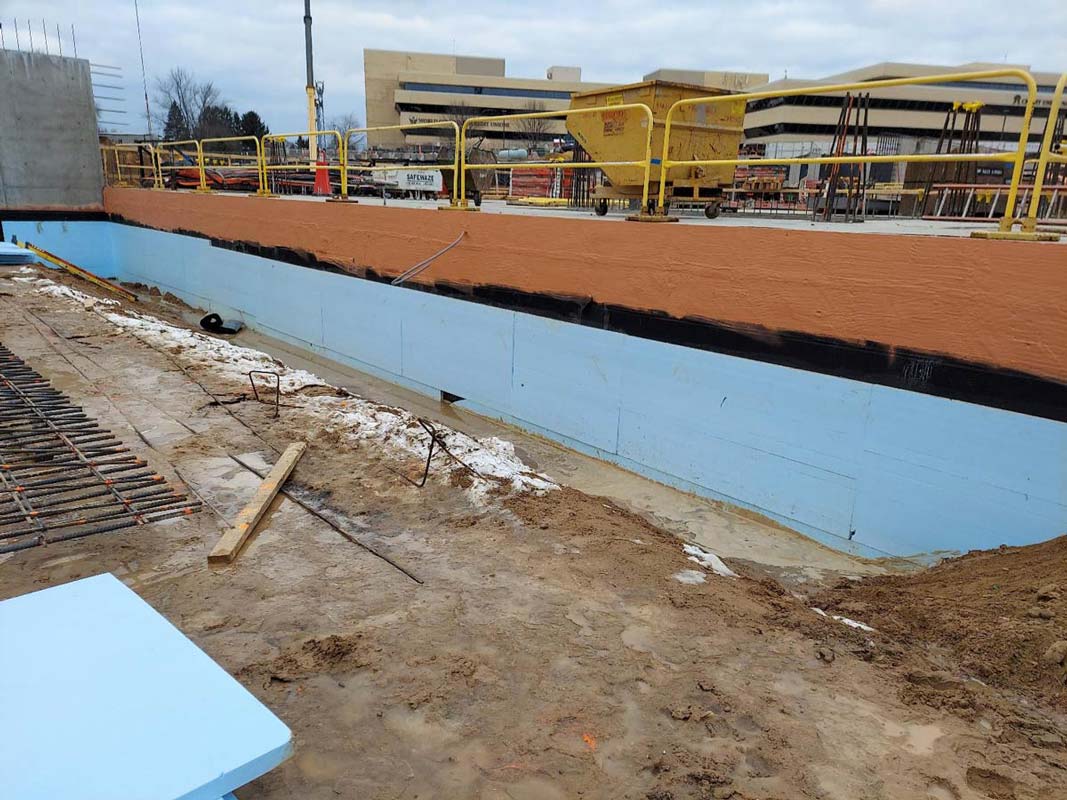 Commercial foundation waterproofing job site