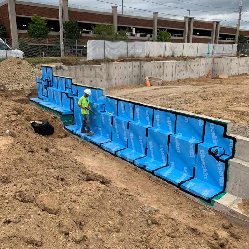 Commercial foundation waterproofing job site