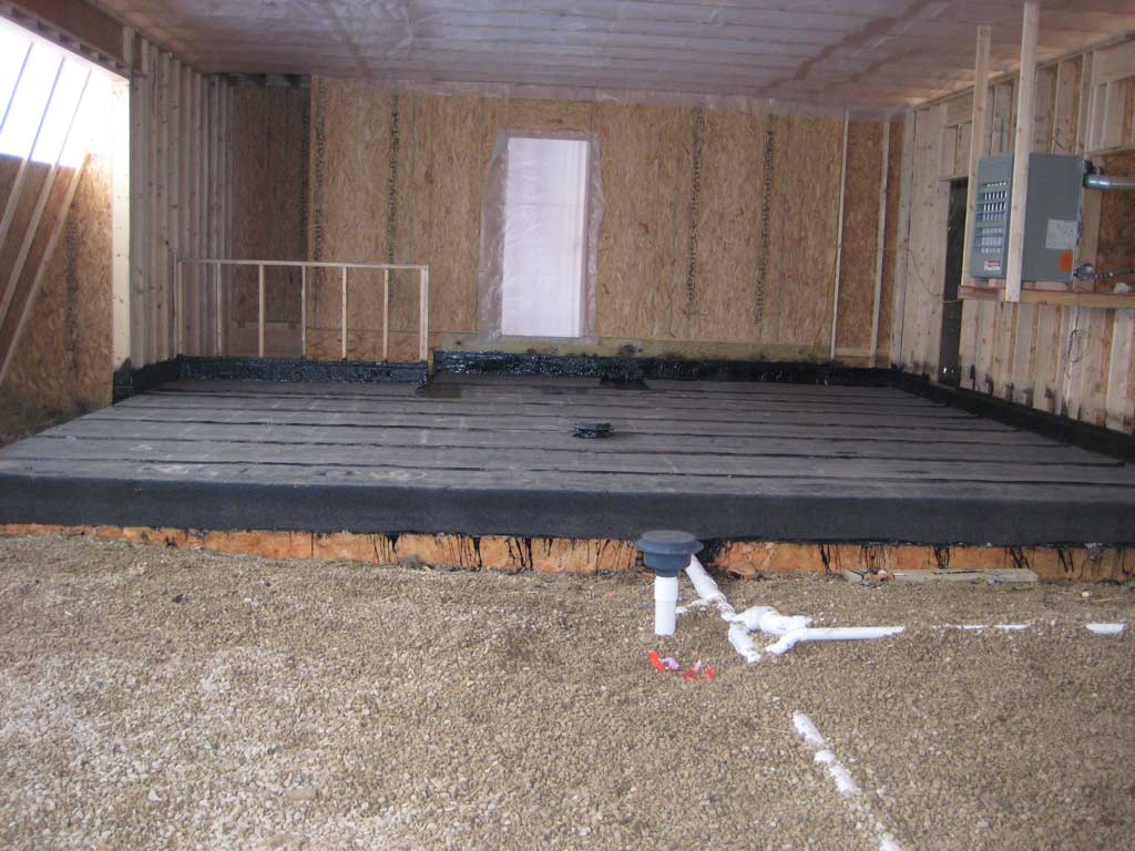 inside a home with floor waterproofing