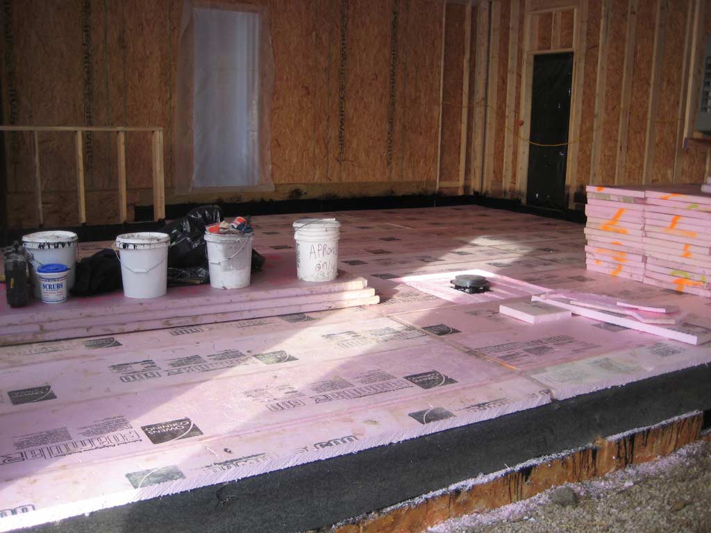 home construction with floor waterproofing