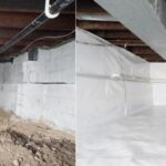 Encapsulated crawl space before and after