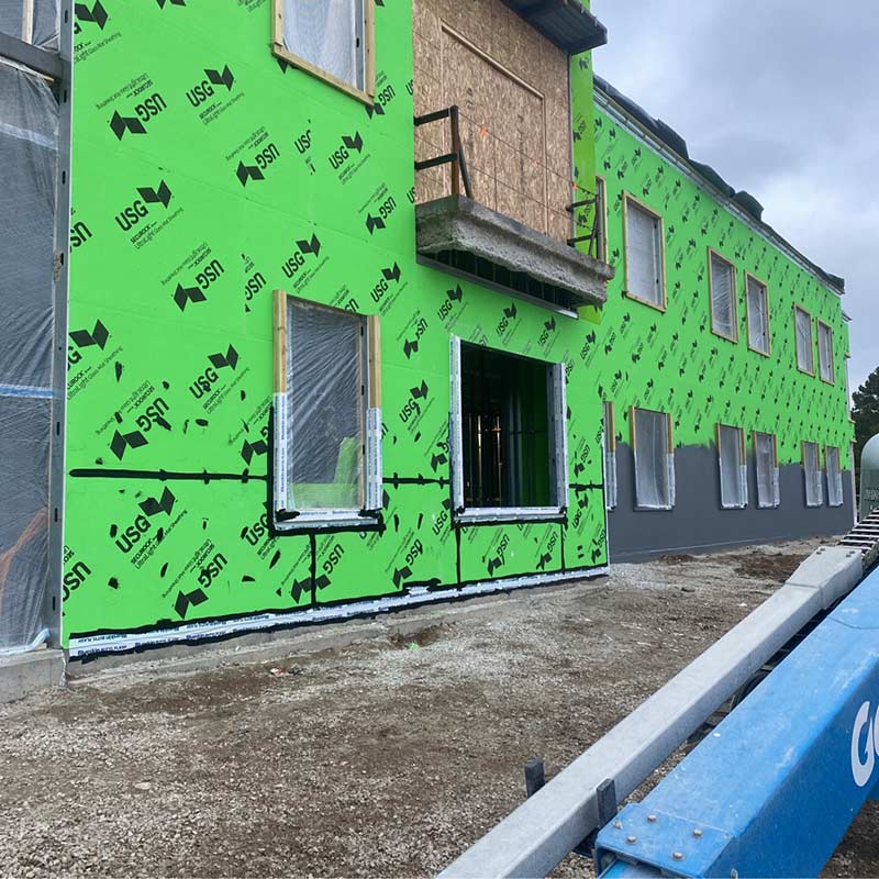 Air barriers on a large building