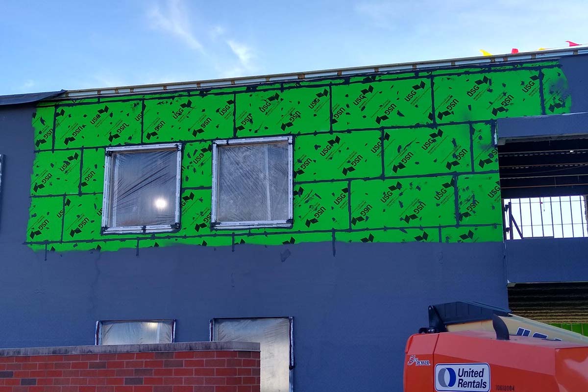 Air barriers on a large building