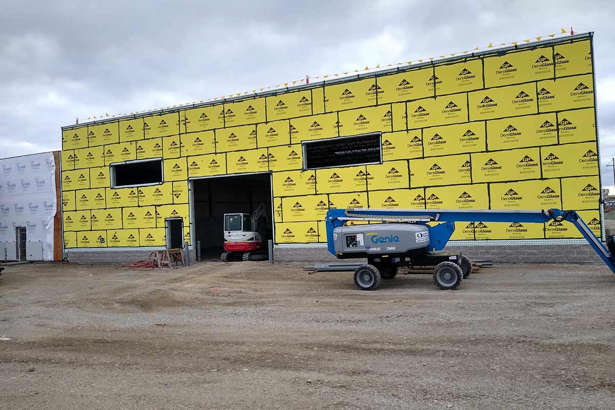 Air barriers on a large building