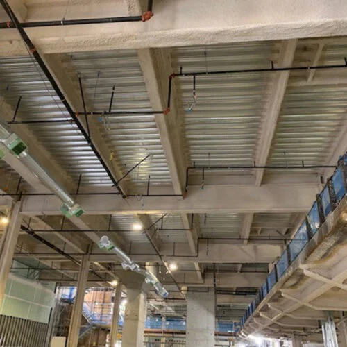 Fire proof ceiling on a parking garage