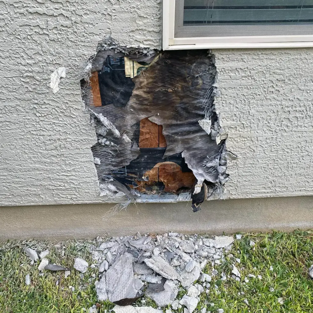 Image-of-exterior-wall-stucco-repair-on-residential-property-completed-by-vargas-paint-and-texture-Best-house-painters-near-me-in-san-antonio